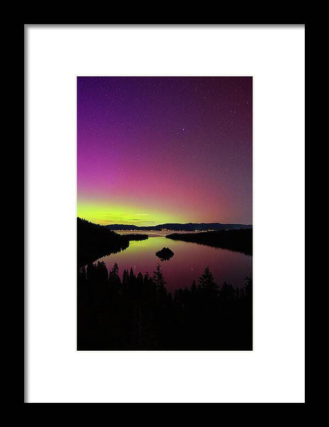 Northern Lights Over Emerald Bay - Framed Print