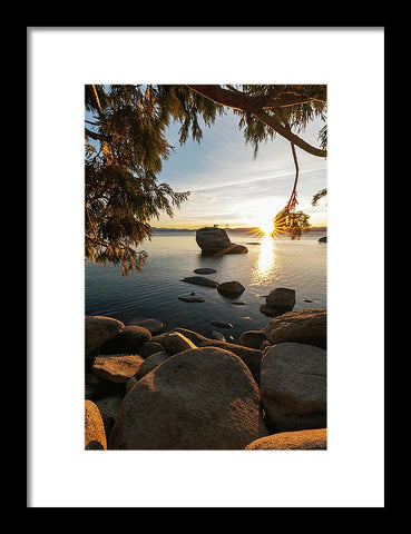 Bonsai Rock Sunburst Vertical - Framed Print by Brad Scott