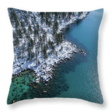 East Shore Winter Aerial By Brad Scott - Throw Pillow-Lake Tahoe Prints