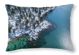 East Shore Winter Aerial By Brad Scott - Throw Pillow-Lake Tahoe Prints