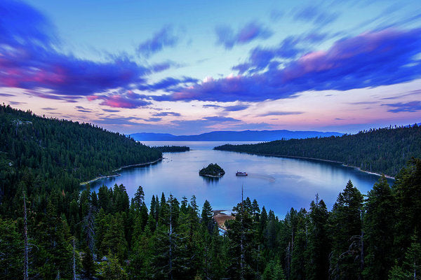 Emerald Bay And Ms Dixie At Sunset By Brad Scott - Art Print