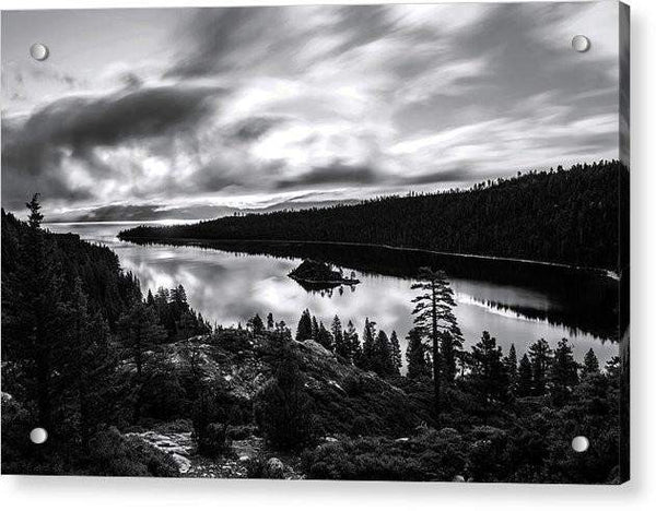 Emerald Bay Black And White - Acrylic Print