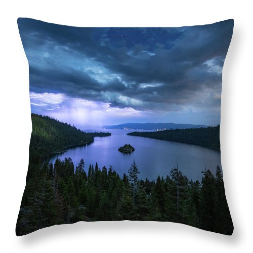 Emerald Bay Electric Skies By Brad Scott - Throw Pillow