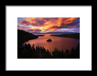 Emerald Bay Fire by Brad Scott- Framed Print