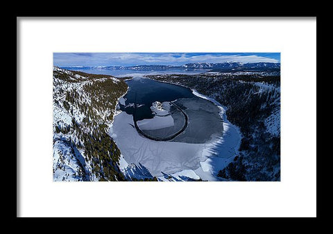 Emerald Bay Ice Aerial - Framed Print