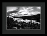 Emerald Bay Rays Black And White By Brad Scott - Framed Print