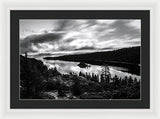 Emerald Bay Rays Black And White By Brad Scott - Framed Print