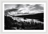 Emerald Bay Rays Black And White By Brad Scott - Framed Print
