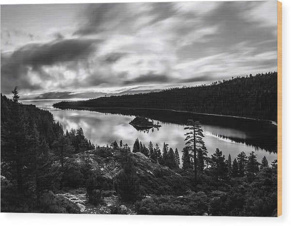 Emerald Bay Rays Black And White By Brad Scott - Wood Print