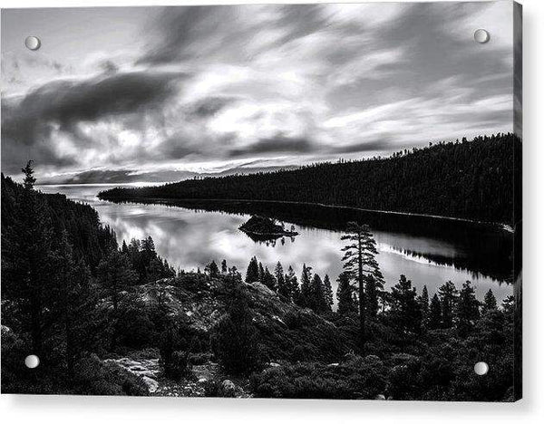 Emerald Bay Rays Black And White By Brad Scott - Acrylic Print