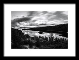 Emerald Bay Rays Black And White By Brad Scott - Framed Print