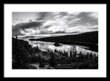 Emerald Bay Rays Black And White By Brad Scott - Framed Print