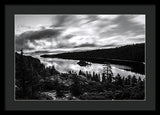 Emerald Bay Rays Black And White By Brad Scott - Framed Print