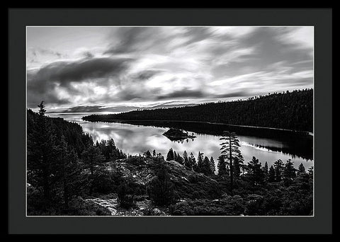 Emerald Bay Rays Black And White By Brad Scott - Framed Print