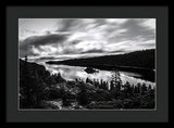 Emerald Bay Rays Black And White By Brad Scott - Framed Print