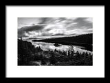 Emerald Bay Rays Black And White By Brad Scott - Framed Print