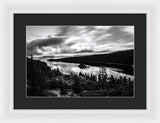 Emerald Bay Rays Black And White By Brad Scott - Framed Print