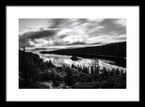 Emerald Bay Rays Black And White By Brad Scott - Framed Print