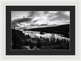 Emerald Bay Rays Black And White By Brad Scott - Framed Print