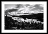 Emerald Bay Rays Black And White By Brad Scott - Framed Print