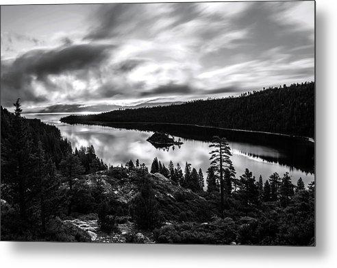 Emerald Bay Rays Black And White By Brad Scott - Metal Print-Metal Print-Lake Tahoe Prints