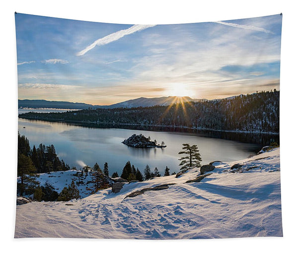 Emerald Bay Winter Sunburst By Brad Scott - Tapestry