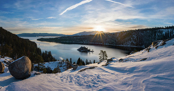 Emerald Bay Winter Sunburst By Brad Scott - Art Print