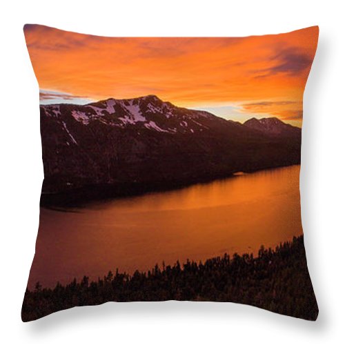 Fallen Leaf Lake Sunset Aerial By Brad Scott - Throw Pillow-Lake Tahoe Prints