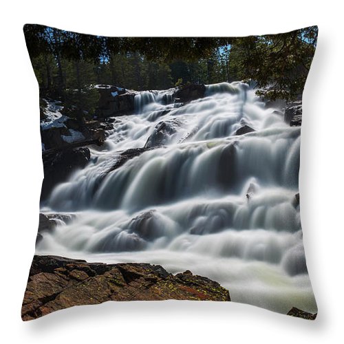 Glen Alpine Waterfall By Brad Scott - Throw Pillow-Lake Tahoe Prints