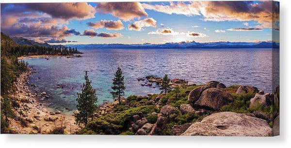 Heavenly Glow At Sand Harbor By Brad Scott - Canvas Print-16.000" x 6.875"-Lake Tahoe Prints