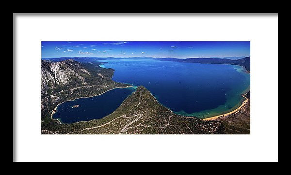 Lake Tahoe Aerial Panorama - Emerald Bay Aerial - Framed Print-Lake Tahoe Prints