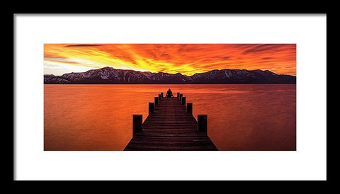 Lake Tahoe Sunset Pier By Brad Scott - Framed Print