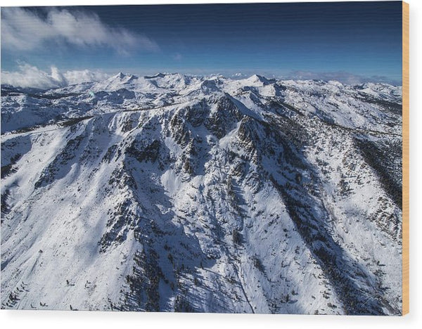 Mt Tallac Winter Aerial - Brad Scott - Wood Print