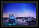 Night Shine , Bonsai Rock Lake Tahoe - Framed Print