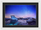 Night Shine , Bonsai Rock Lake Tahoe - Framed Print