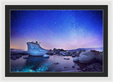 Night Shine , Bonsai Rock Lake Tahoe - Framed Print