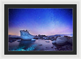 Night Shine , Bonsai Rock Lake Tahoe - Framed Print
