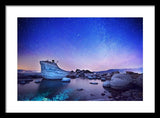 Night Shine , Bonsai Rock Lake Tahoe - Framed Print