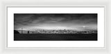San Fransisco Cityscape Black And White Panorama - Framed Print