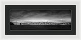 San Fransisco Cityscape Black And White Panorama - Framed Print