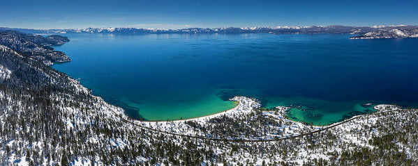 Sand Harbor Winter Aerial Panorama by Brad Scott - Art Print