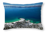 Sand Harbor Winter Aerial Panorama - Throw Pillow