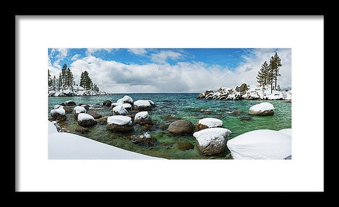 Sand Harbor Winter Panorama By Brad Scott - Framed Print