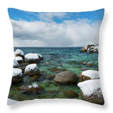 Sand Harbor Winter Panorama By Brad Scott - Throw Pillow-Lake Tahoe Prints