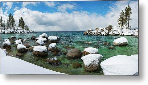 Sand Harbor Winter Panorama By Brad Scott - Metal Print-Lake Tahoe Prints