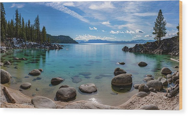 Secret Cove Aquas By Brad Scott - Wood Print