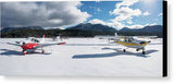 Snow Covered Airplanes at Lake Tahoe Airport - Canvas Print