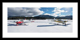 Snow Covered Airplanes at Lake Tahoe Airport - Framed Print