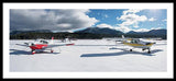 Snow Covered Airplanes at Lake Tahoe Airport - Framed Print