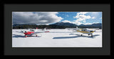 Snow Covered Airplanes at Lake Tahoe Airport - Framed Print